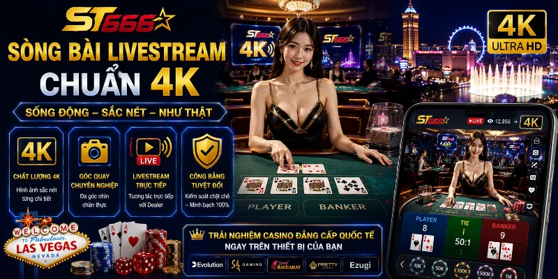 Sòng bài livestream chuẩn 4K với hình ảnh sắc nét và chân thực
