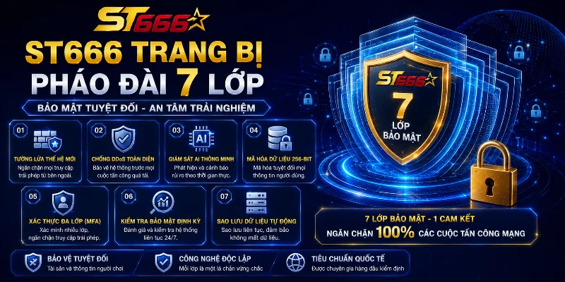 ST666 tăng cường bảo mật với hệ thống phòng vệ 7 lớp tiên tiến